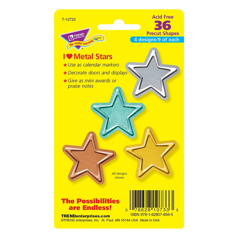 Mini Accents I Heart Metal Stars Accents Variety Pack