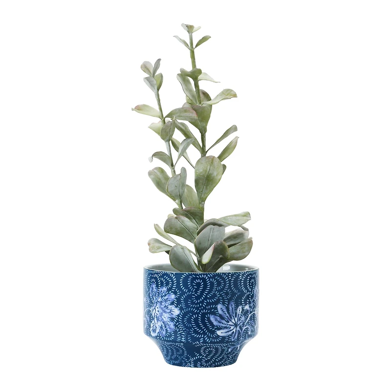 Hello Honey® 7" Blue & White Floral Stoneware Planter