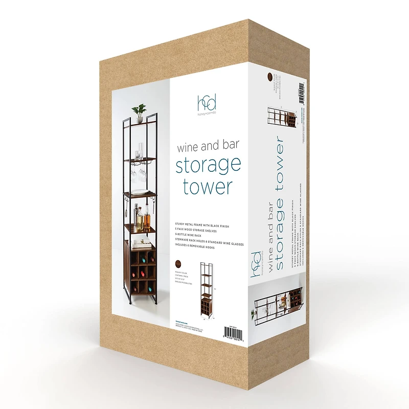 Honey Can Do 6ft. Free-Standing Wine & Bar Storage Tower