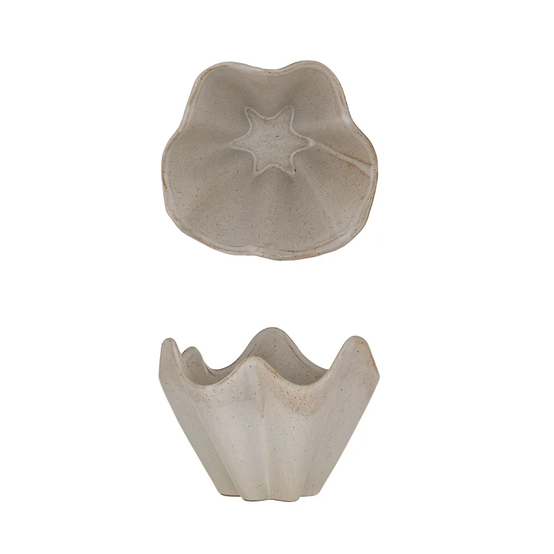 Hello Honey® 7.5" Cream Reactive Glaze Round Stoneware Ruffled Bowl