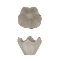 Hello Honey® 7.5" Cream Reactive Glaze Round Stoneware Ruffled Bowl