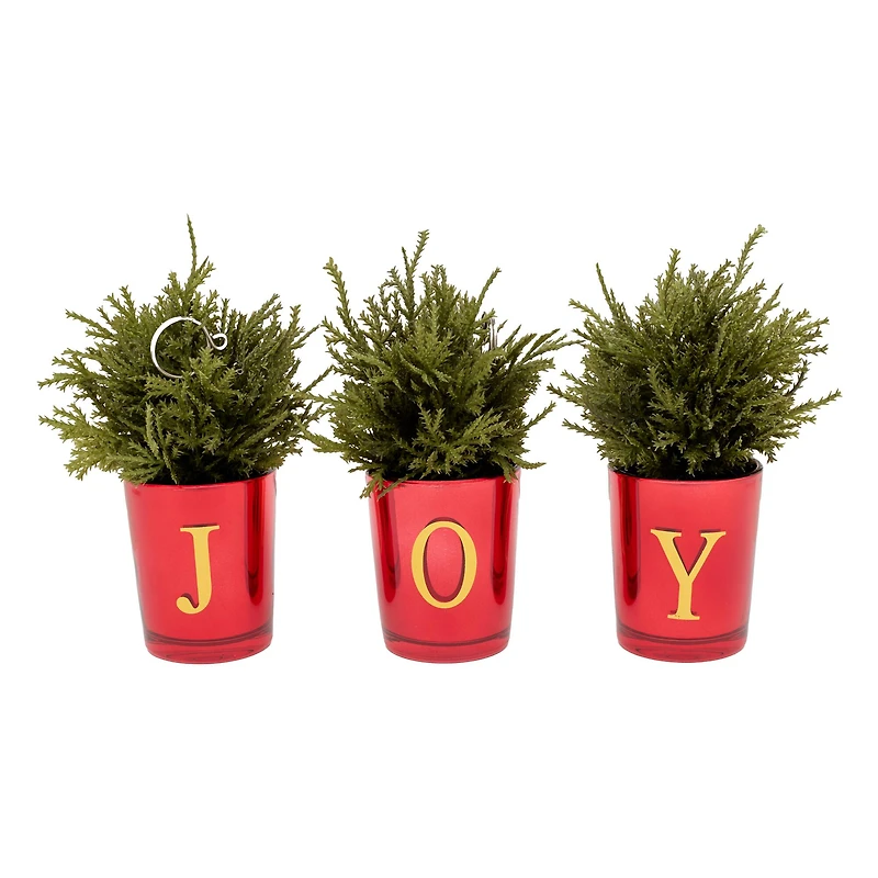 8" Christmas Joy Tabletop Votive Card Holder Set