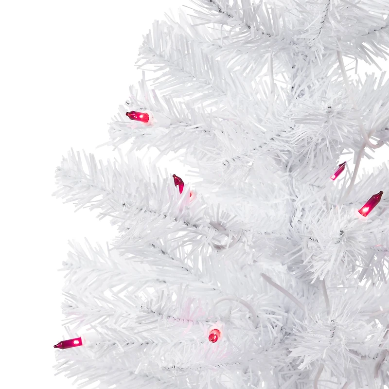 2ft. Pre-Lit White Woodbury Pine Artificial Christmas Tree, Pink Lights