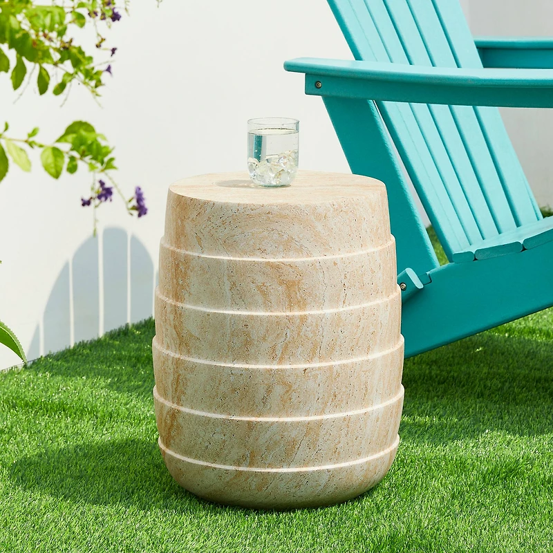 Glitzhome® 18.5" Multi-Functional Faux Travertine Garden Stool