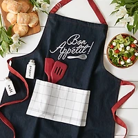 Bon Appetit Denim Embroidered Apron