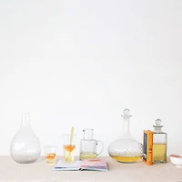 Hello Honey® 4" Clear Round Glass Drinking Glass with Debossed Rim & Base, 6ct.