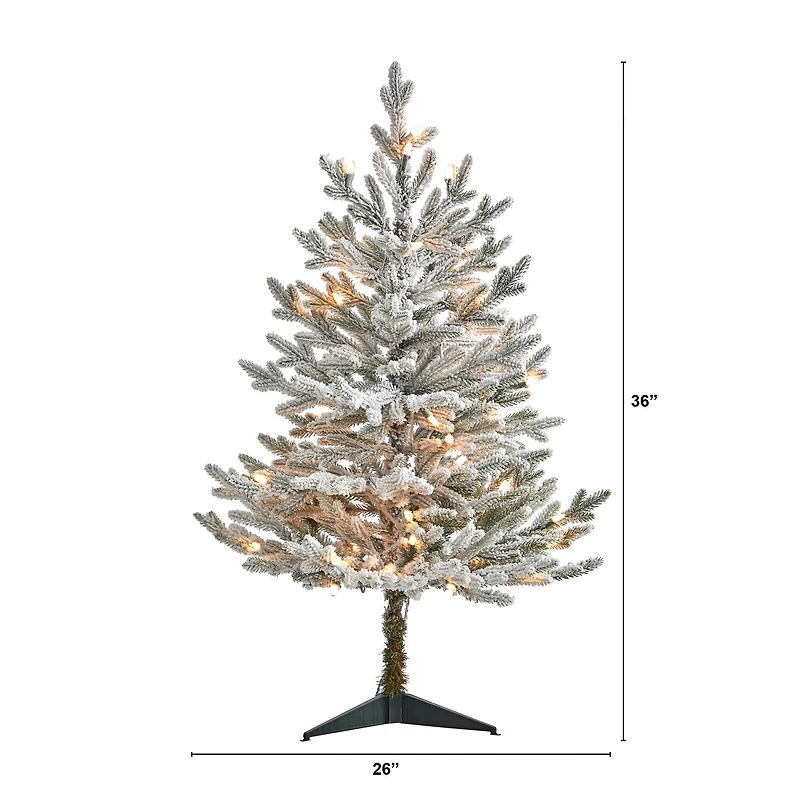 3ft. Pre-Lit Flocked Fraser Fir Artificial Christmas Tree with Warm White LED Lights