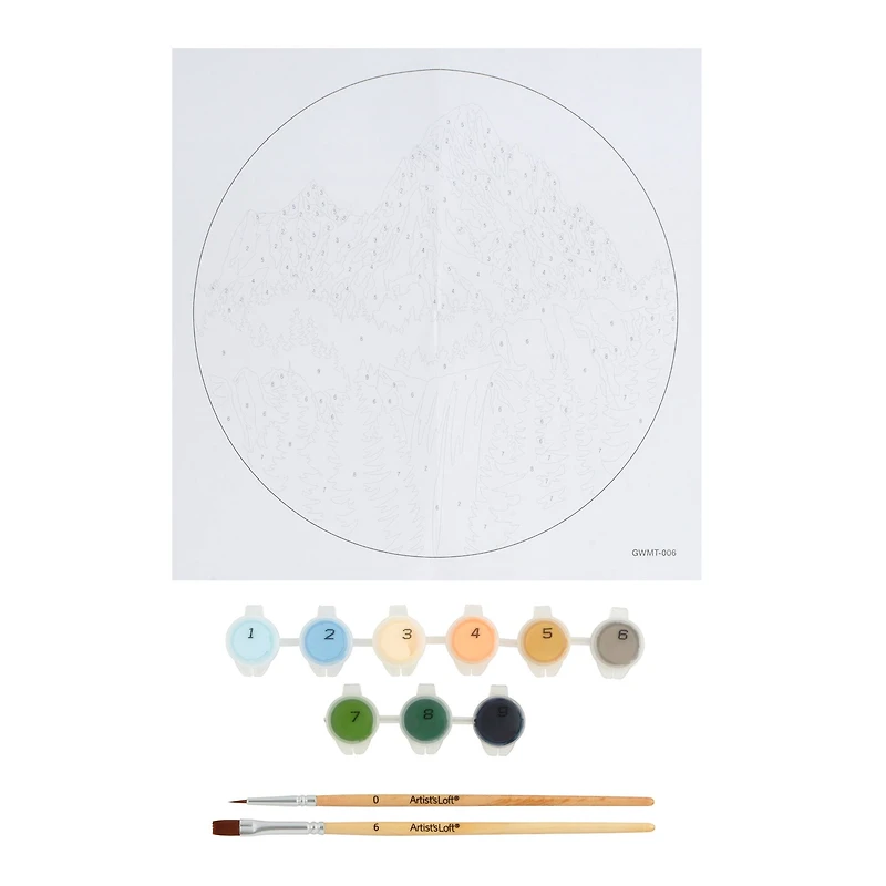 Mountain Waterfall Paint-by-Number Round Plywood Surface Kit by Artist's Loft®