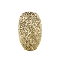 14.5" Gold Aluminum Abstract Metallic Coral Inspired Vase