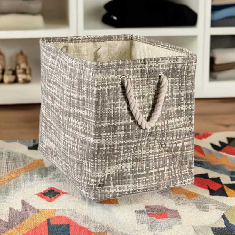 DII® Medium Gray Tweed Rectangular Paper Bin