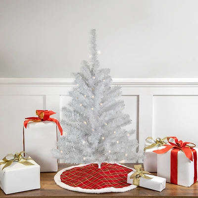3ft. Pre-Lit White Pine Artificial Christmas Tree, Clear LED Lights