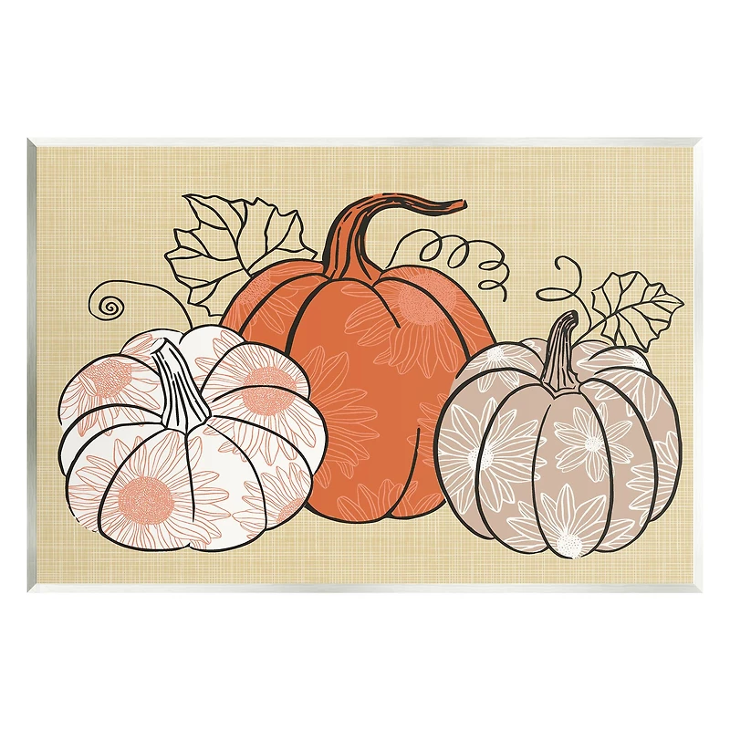 Stupell Industries Autumnal Pumpkins Sunflower Pattern Wall Plaque Art