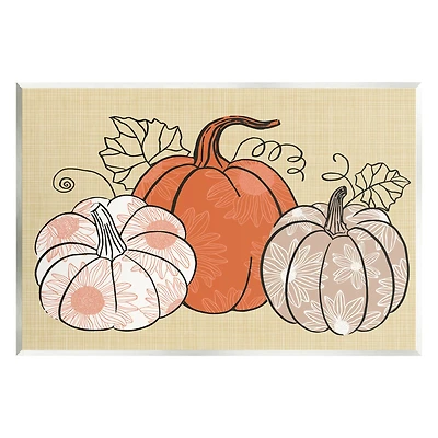 Stupell Industries Autumnal Pumpkins Sunflower Pattern Wall Plaque Art