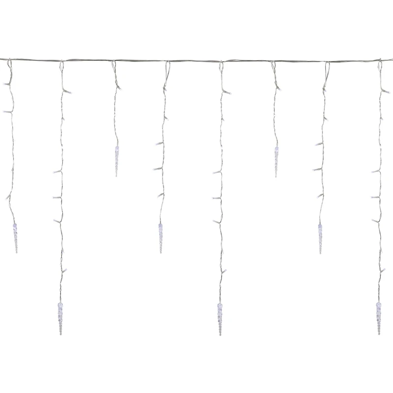 LED Ice Pillars Christmas Icicle Light Set - Pure White - 29' Clear Wire - 360ct