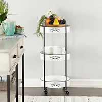 White Farmhouse Metal Storage Cart