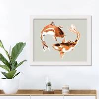 Circling Koi White Framed Print Wall Art