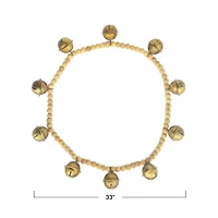 Hello Honey® 2.75ft. Antique Gold Finish Wood Bead & Metal Bell Garland
