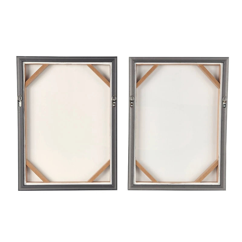 Wooden Geometric Mixed Media Home Wall Décor with Black Frames, Pack of 2 
