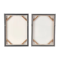 Wooden Geometric Mixed Media Home Wall Décor with Black Frames, Pack of 2 