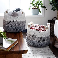 Gray Polyester Country Storage Basket Set