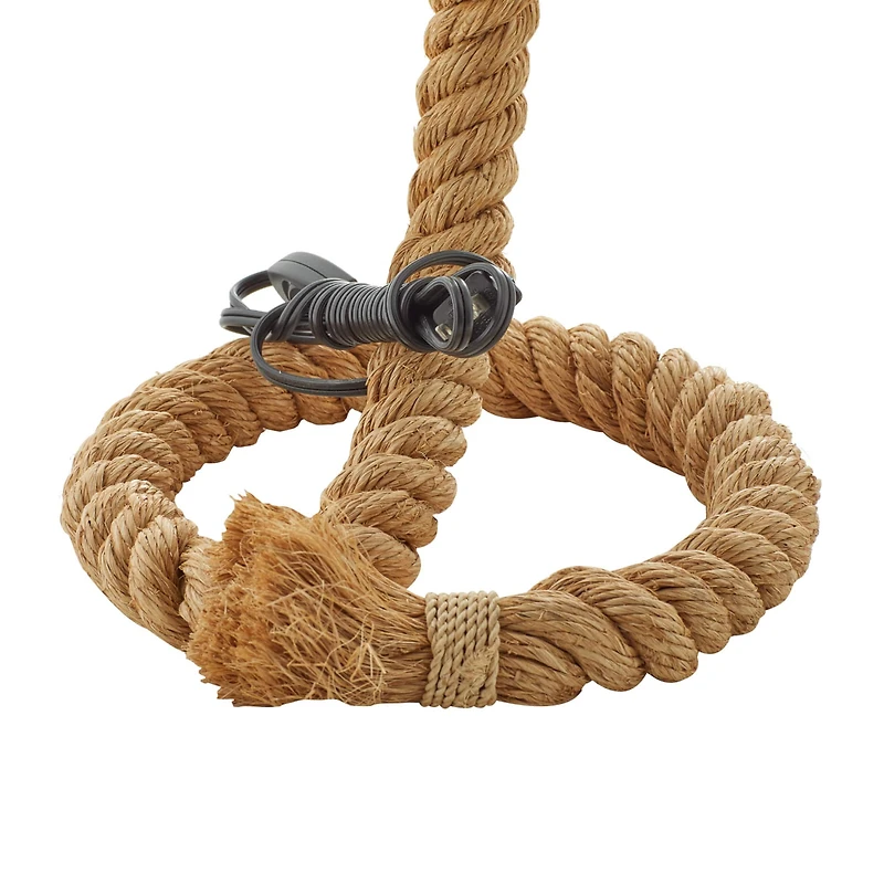 Brown Rope and Iron Rustic Desk Lamp, 32" x 11" x 14"