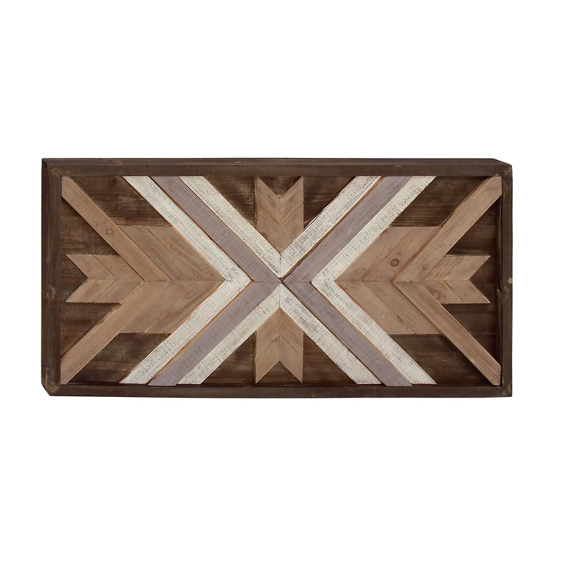48" Brown Farmhouse Abstract Wood Wall Decor