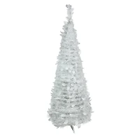 6ft. Unit White Tinsel Pop-Up Artificial Christmas Tree