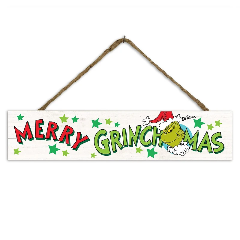 The Grinch Merry Grinchmas 17 x 3.5 Dr. Seuss Outdoor/Indoor Hanging Sign
