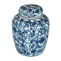 Hello Honey® 8'' Blue & White Ceramic Ginger Jar with Lid