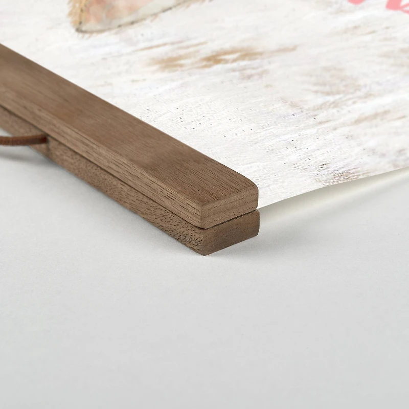 Happy Hippity Hop Bunny Teak Hanging Canvas