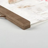 Happy Hippity Hop Bunny Teak Hanging Canvas