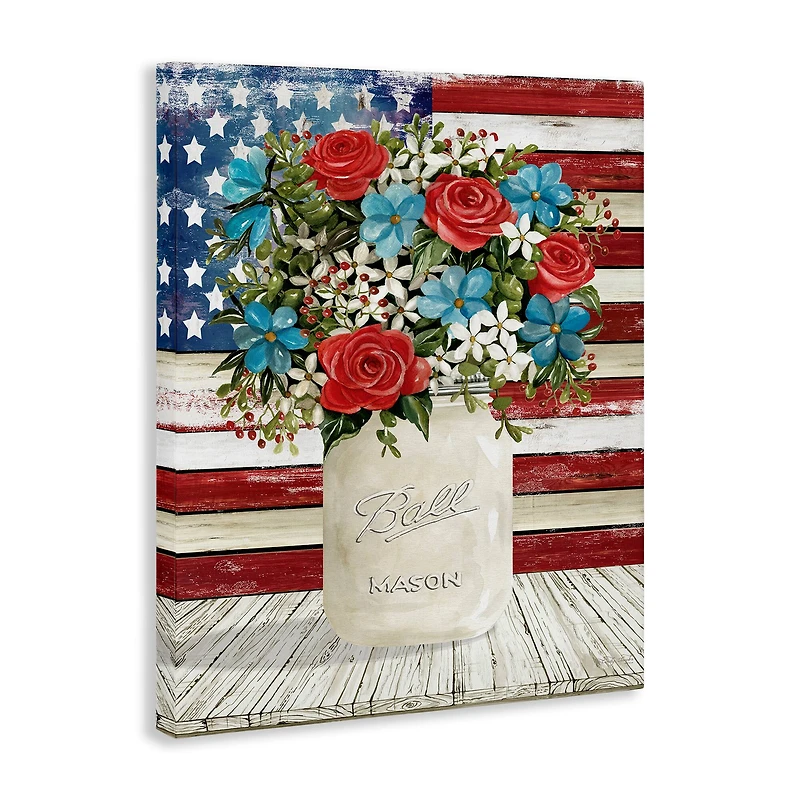 Stupell Industries Americana Flag Festive Bouquet Canvas Wall Art