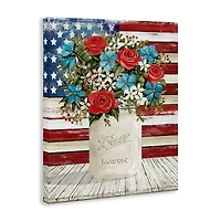 Stupell Industries Americana Flag Festive Bouquet Canvas Wall Art
