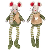 7.5" Boy & Girl Mice Christmas Ornaments Set
