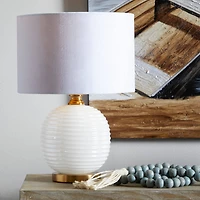 White Glass Modern Accent Lamp, 13" x 13" x 19"