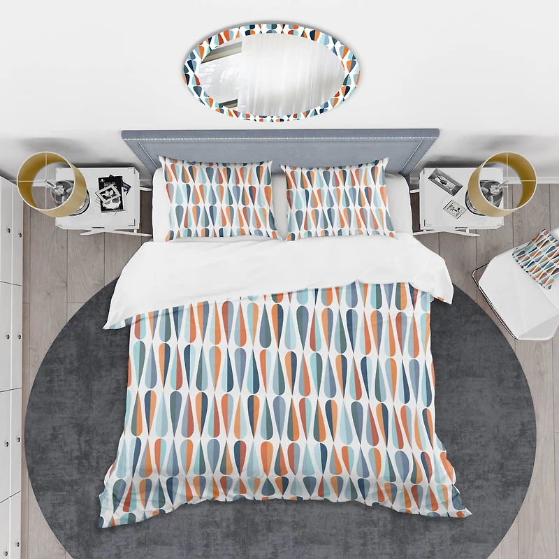 Designart Retro Abstract Drops V Mid-Century Duvet Cover Set