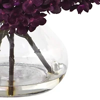 8.5" Hydrangea Arrangement in Glass Vase