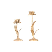 Hello Honey® Gold Metal Flower Shaped Taper Candle Holder Set
