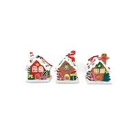 Wizardi 2.48" x 3.23" Gingerbread Snow House with Santa Christmas Ornament