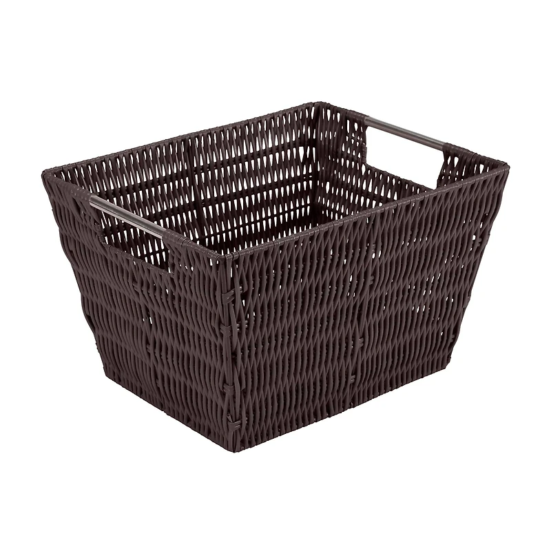 Simplify Medium Chocolate Rattan Storage Basket