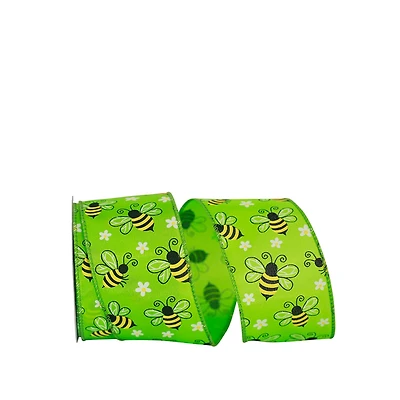 Reliant 2.5" x 10yd. Wired Bumble Bees Citrus Ribbon