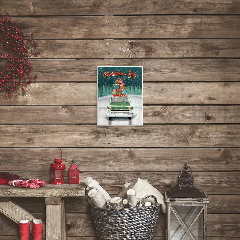 Stupell Industries Christmas Joy Rustic Truck Wall Plaque 