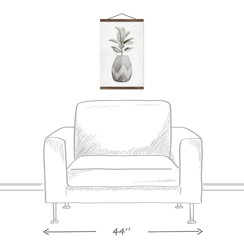 Neutral Textured Greenery Teak Hanging Canvas