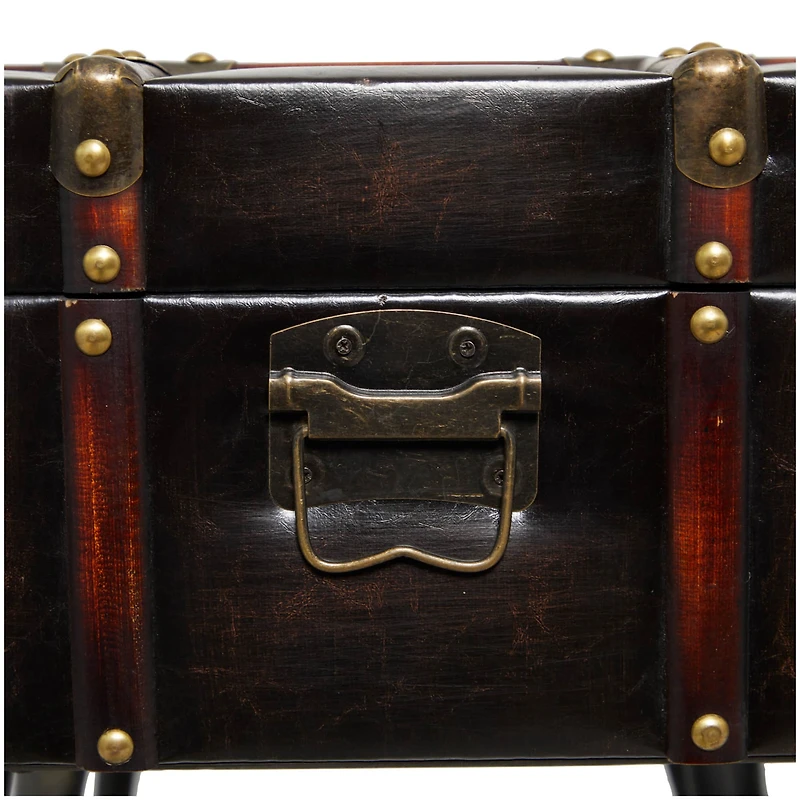 Black Faux Leather Studded Coffee Table Set