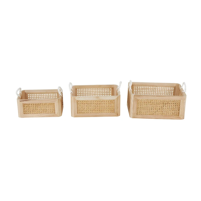 Brown Rattan Woven Storage Basket Set, 3ct.