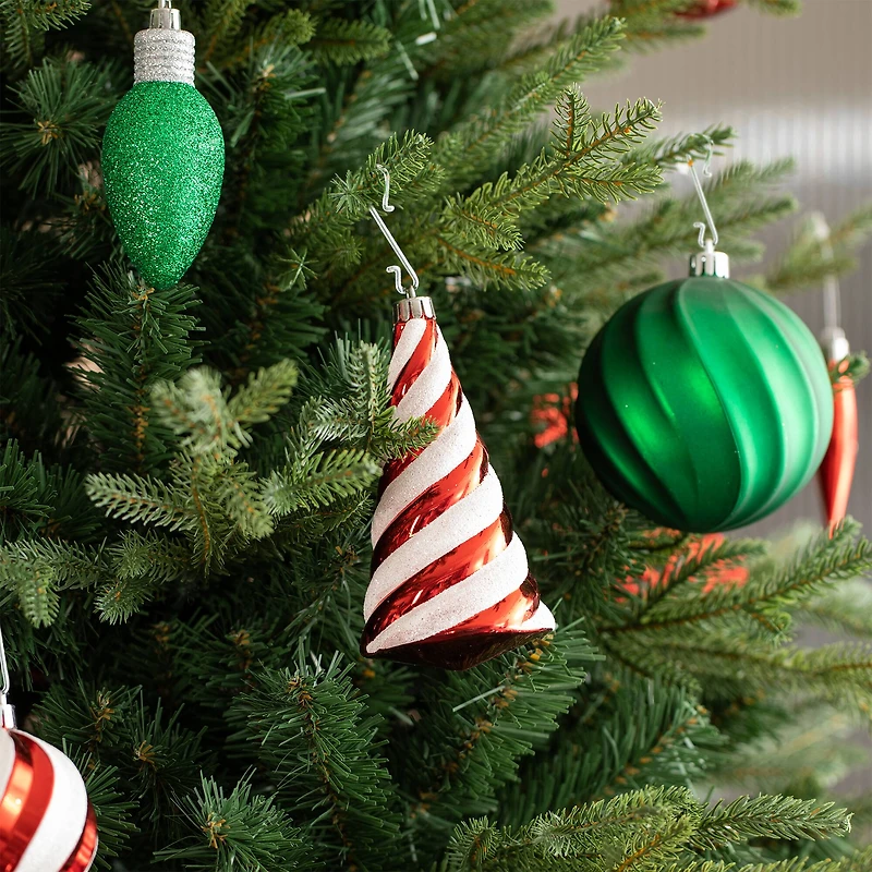 Glitzhome® 160 Pack Whimsical Red & Green Deluxe Boxed Shatterproof Ornaments