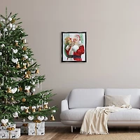 Stupell Industries Jolly Shh Santa Claus Gift Sack Framed Floater Canvas Wall Art