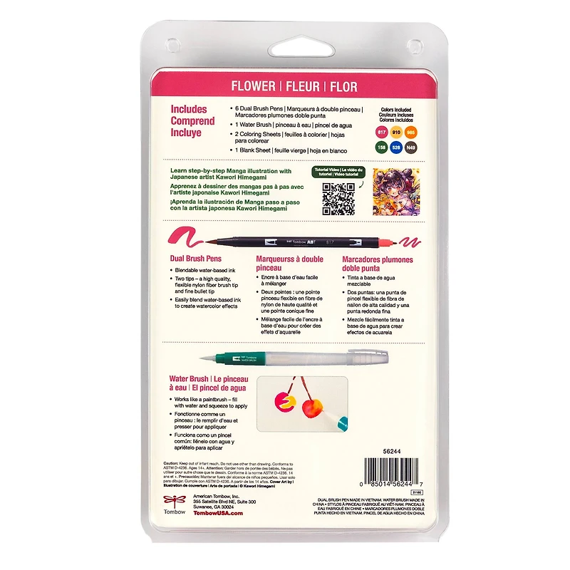 Tombow Flowers Manga Illustration Dual Brush Pen Art Set