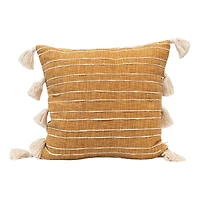 Hello Honey® Mustard & White Applique Stripe Cotton Woven Pillow