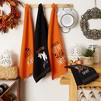 DII® Spooky Sayings Printed Halloween Happy Haunting Wicked Treats Dishtowels Set